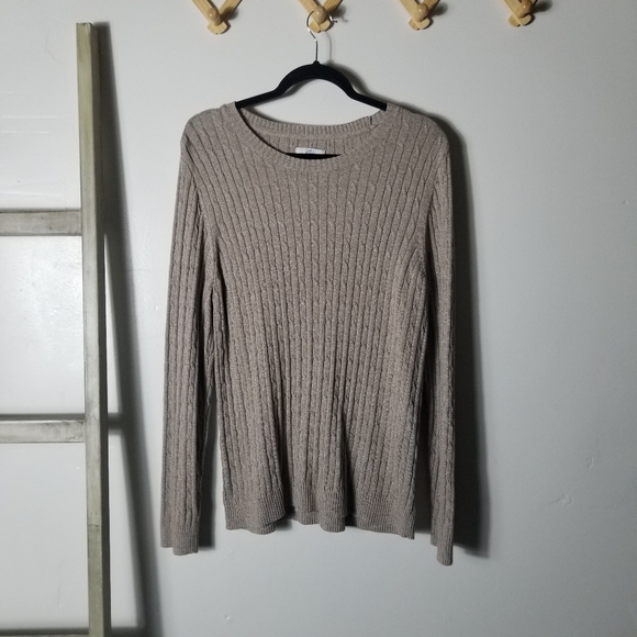 CROFT & BARROW WOMEN'S BROWN WITH WHITE SWEATER SIZE XL - Picture 1 of 10